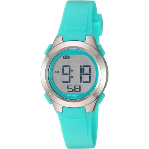 Womens Digital Watch Teal Resin Strap Chronograph Alarm Stopwatch Water Resistan - Picture 1 of 5